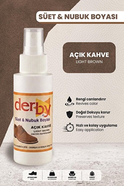 Derby Açık Kahve Süet Nubuk Renk Yenileyici Sprey 100 ML – Ayakkabı & Çanta B...