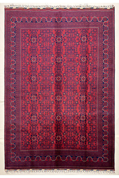 Afgan Halı El Dokuma Hamyap 6 Metre 100% Yün Kök Boya Yildiz Desenlı