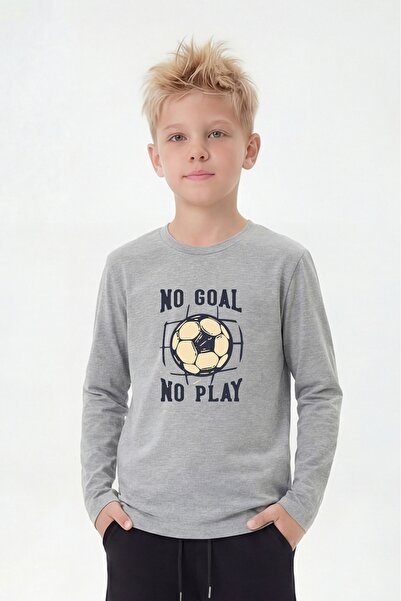 FYK COLLECTİON Zero Neckline Long Sleeve Sweatshirt for Boys with Print Detail