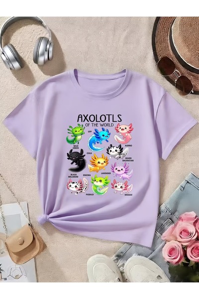 PixelWear تي شيرت أكسولوتلز للأطفال للجنسين كبير الحجم