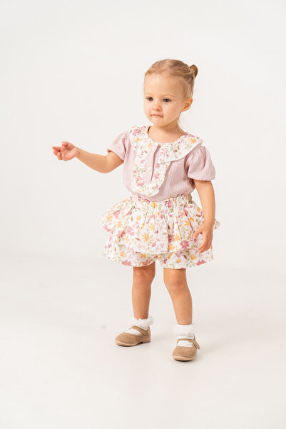 JNF kids Baby Girl Summer Flexible Fabric Muslin Floral Patterned Shorts Skir...