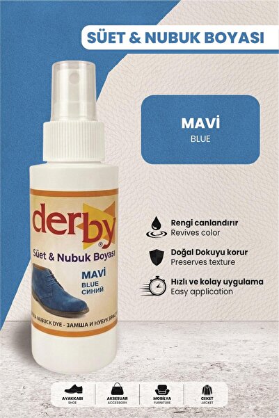 Derby Mavi Süet Nubuk Renk Yenileyici Sprey 100 ML – Ayakkabı & Çanta Boyası