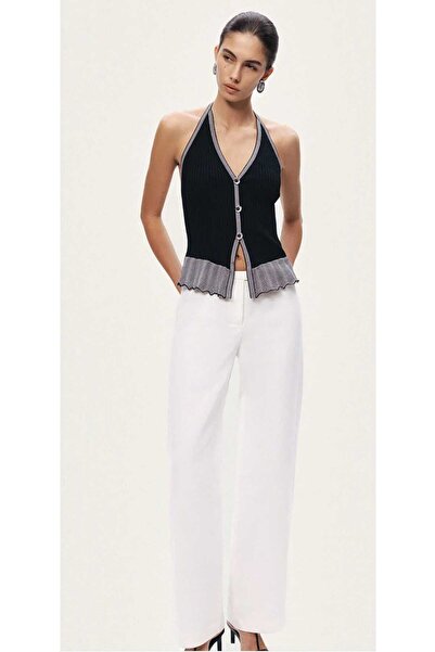 Nocturne DÜĞME AKSESUARLI HALTER YAKA TRİKO