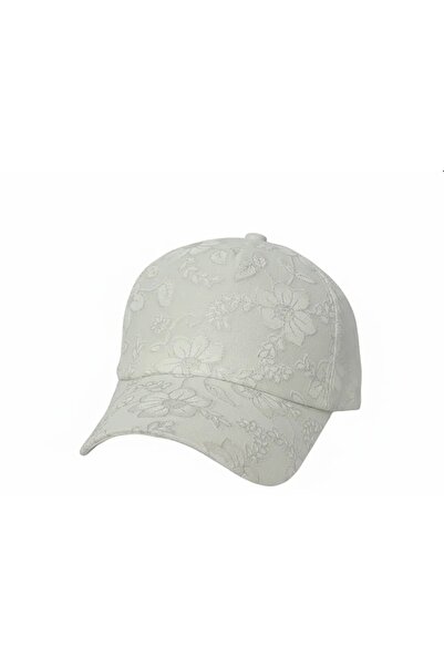 OEM Elegant White Cap with Floral Print