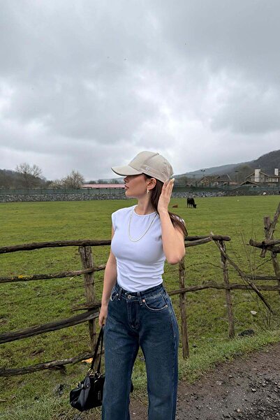 mylove Side Gathered Sleeveless Tshirt White