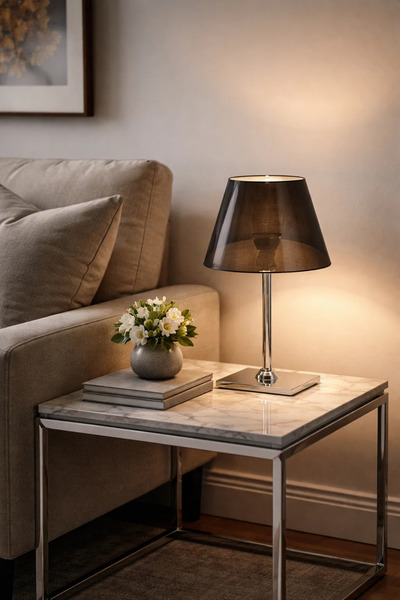 MARIA HOMES Modern Black Table Lamp with Metal Base and Stylish Shade for Hom...