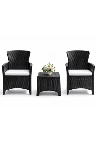 JollyMag Set mobilier de grădină, masă și 2 scaune, imitație de ratan