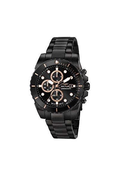Sector Ceas 450, Cronograf, inox negru, indecsi Rose Gold, carcasa 43mm, R327...