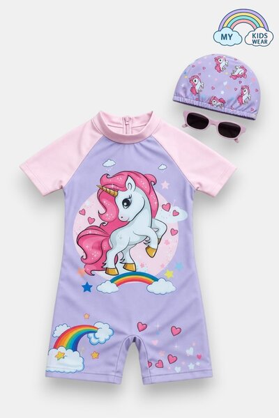 My Kids Wear Set de costume de baie cu model pentru copii - Set de 2 piese cu...