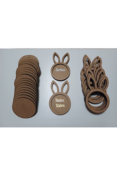 AHİ HAYAL ATÖLYESİ Tavşan (12cm x 7.5cm) Bubble Magnet Boyanabilir Ham mdf ta...
