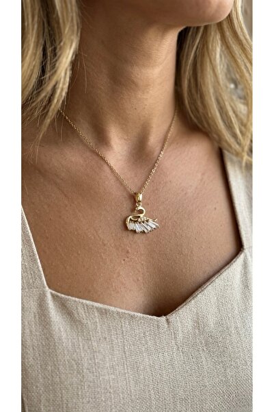 İNN JEWELLERY 316 L Steel Necklace, Anti-Tarnish, Anti-Allergic, with Swan Fi...