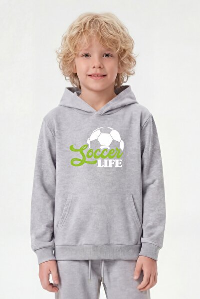 FYK COLLECTİON Hooded Kangaroo Pocket Sweatshirt for Boys with Print Detail