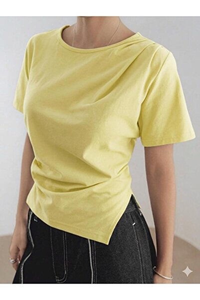 peri tower Women's Asymmetrical Draped Casual Stylish Blouse 0082