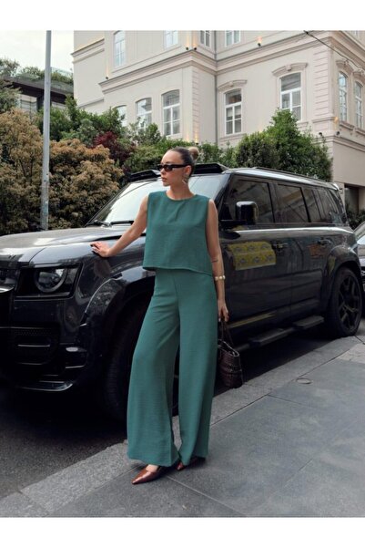 JANES Γυναικείο Σετ Δύο Τεμαχίων από Ύφασμα Aerobin με Φαρδύ Παντελόνι και Μπ...