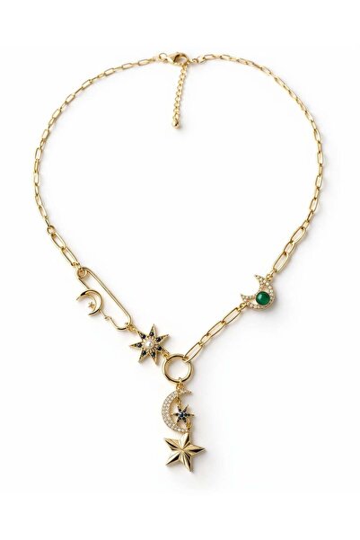 Venus Design Steel Moon - Star Charm Necklace