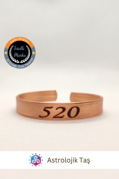 astro stone 520 Number Sequence & Money Written Pure Copper Handcrafted Adjus...