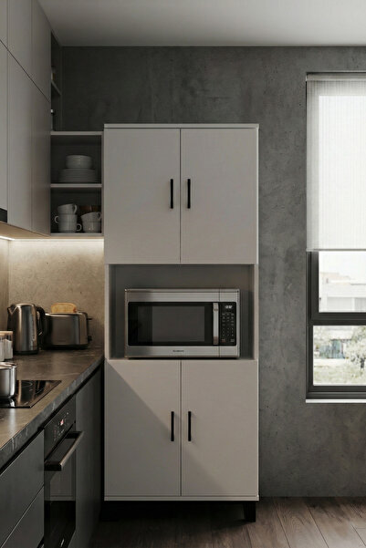 GOLDFALEZ Mutfak Dolabı Çok Amaçlı Raflı Kapaklı Erzak Depolama Modern Ahşap ...