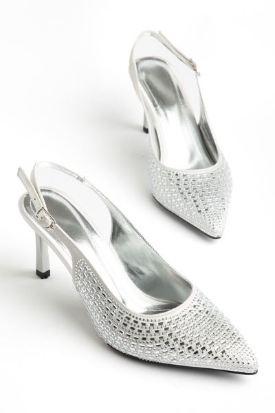 Sabella Moda Women's Stone Detailed Casual Comfortable Open Back Fabric Eveni...