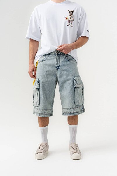 go gang own Τζιν σορτς Arctic με λεπτομέρεια τσέπης και τσέπες cargo