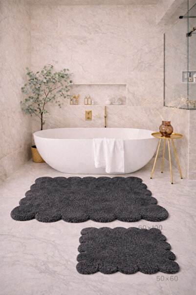 SOFT DECOR Decorative Non-Slip Base Daisy Cut Bathroom Mat, Toilet Set, 60X10...