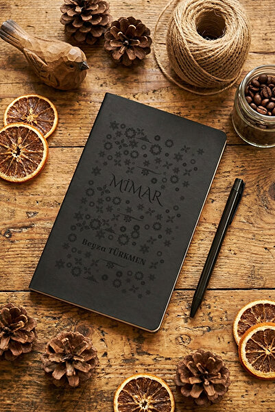 Hedizu Mimar Kişiye Özel Defter ve Kalem Siyah Mimar Hediyeleri N3V X1İ F6H Z6R