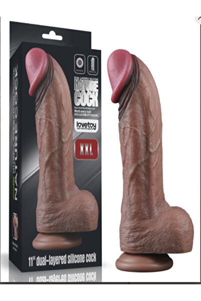 Yeni Nesil Çift Katmanlı 28 cm Realistik Dev Melez Dildo