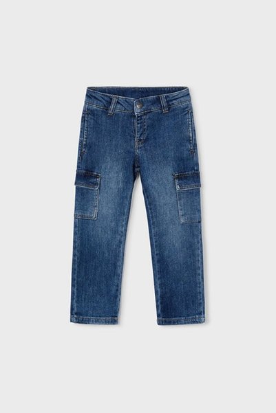 MAYORAL Boy's 3-9 Years Soft Cargo Pocket Denim Trousers Navy Blue