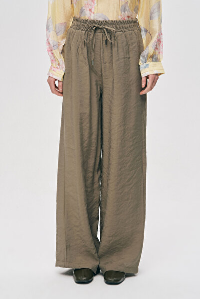 Orfeo Negro Women's Solid Color Palazzo Trousers with Elastic Waist