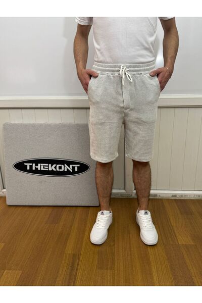 PEMBE KURDALE Waterway Striped Fabric Shorts with Back Pocket Detail Unisex S...