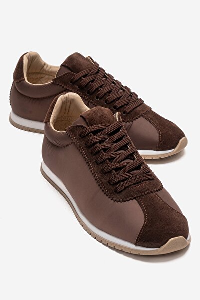 LuviShoes Γυναικεία αθλητικά παπούτσια UNICA καφέ από γνήσιο δέρμα