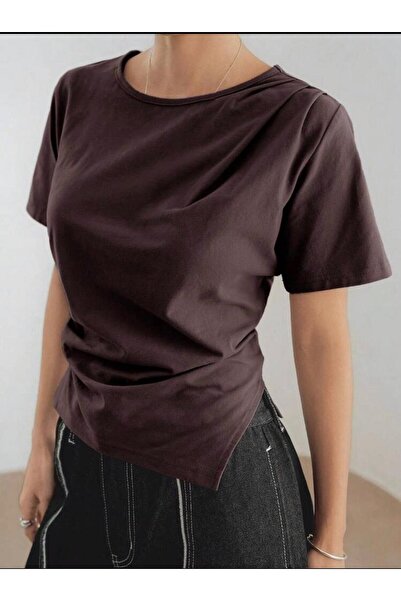 peri tower Women's Asymmetrical Draped Casual Stylish Blouse 0082