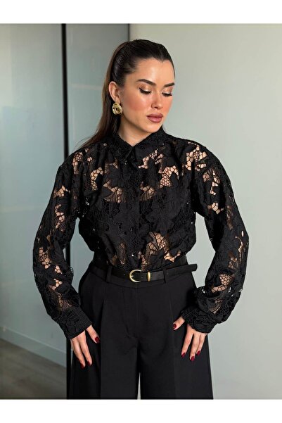 ROUPAS COLLECTİON Güpür Transparan Gömlek