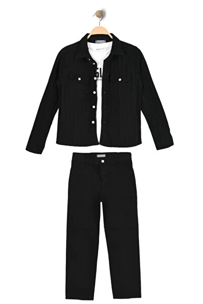 ALG Boys' Festive Triple Set Shirt T-Shirt Pants Stylish Combination