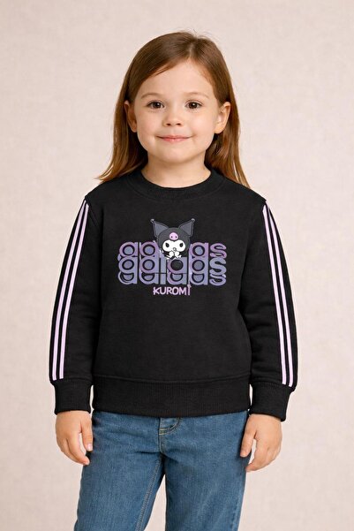 one depot only for quality life Girl's Black Color Sweatshirt with Front Prin...