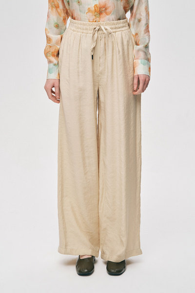 Orfeo Negro Women's Wide-Leg Straight Palazzo Trousers with Elastic Waist and...