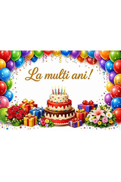 OEM Banner Aniversar „La Mulți Ani”, Premium 110x80 cm, Cu Capse de Prindere,...