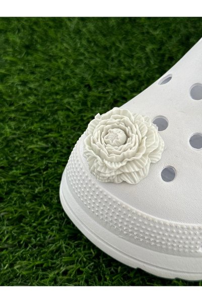 YuccaCo Accessorize Your Life Güllü Çiçek Terlik Süsü/Gül Terlik Charm/3D Çiç...