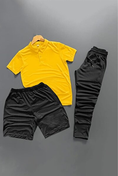 ByFourMan Polo Collar Unprinted 3-Piece Shorts Set