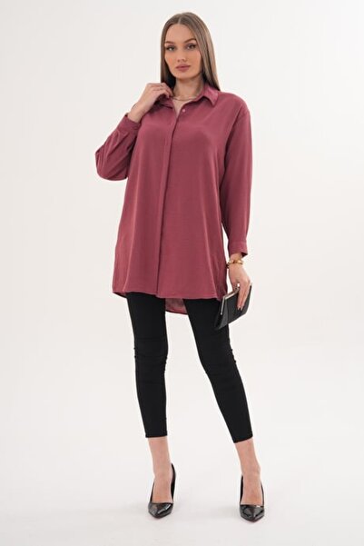 ZARİFSTORE Women's Hidden Button Detailed Ayrobin Tunic