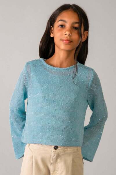 MAYORAL Girl's 8-16 Years Old Double Knit Knitted Blouse Blue