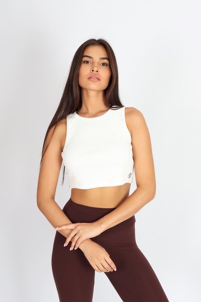 soft&basic Women's 2-Piece Basic Halter Neck Stretchy Ribbed Camisole Fabric Crop Top Bodysuit