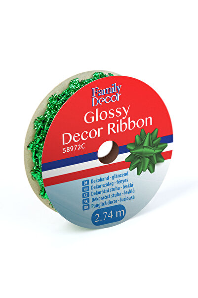 FAMİLY Panglica decorativa Craciun, 2.74 m, verde, lucioasa