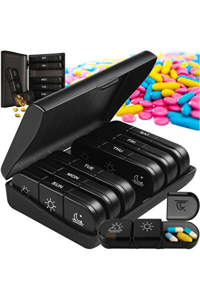 Ruhhy Cutie de medicamente pentru 7 zile, Organizator de pastile cu 3 compart...