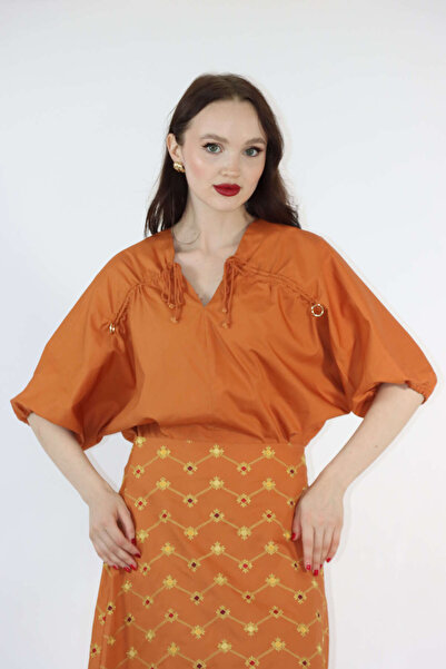 2TRENDY Orange Half-Sleeved Blouse
