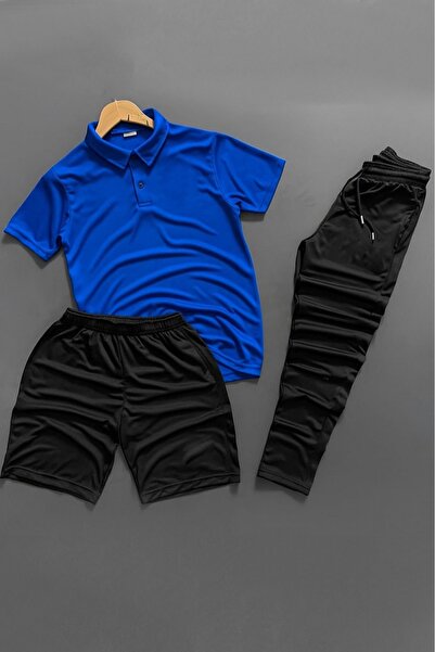 ByFourMan Polo Collar Unprinted 3-Piece Shorts Set