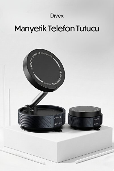 Divex Manyetik Vakumlu Araç İçi Ekran Arkası Telefon Tutucu - Katlanabilir Ma...