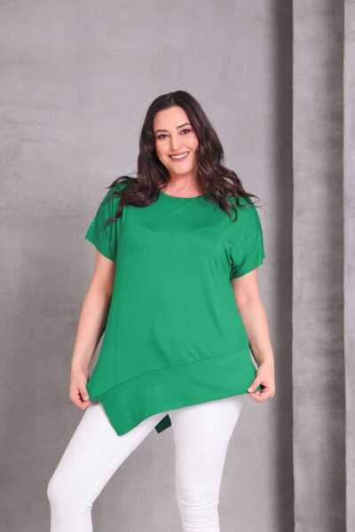 Marka Asymmetrical Cut Front and Back Combed Cotton Viscose Blouse