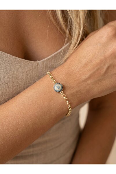 İNN JEWELLERY Steel Bracelet, Anti-Tarnish, Anti-Allergic, with Evil Eye Figu...