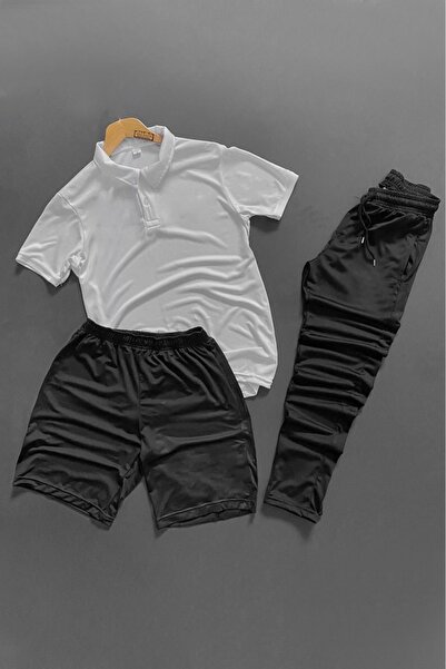 ByFourMan Polo Collar Unprinted 3-Piece Shorts Set