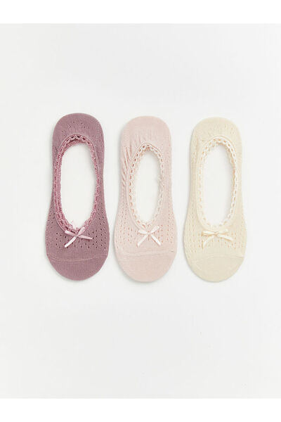 LC Waikiki Rmz Gi̇yi̇m Farkiyla Women's Ballerina Socks 3-Pack